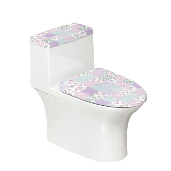 HELLHERO Lavender Floral Ditsy Bathroom Toilet Cozy Set of 2 Pcs Set Elastic Edge Toilet Lid Covers Machine Washable Modern Bathrooms