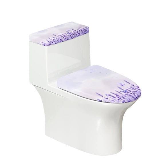 HELLHERO Lavender Horizon Toilet Lid Covers 2 Pcs Set Stylish for Bathroom Supplies, Elastic Bottom