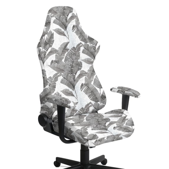 HELLHERO Leaf Pattern 4 Piece Gaming Chair Covers with Armrest Covers for Gamer, Non-Slip Spandex Office Chair Covers Slipcovers with Armchair Slipcovers for Gamer Room