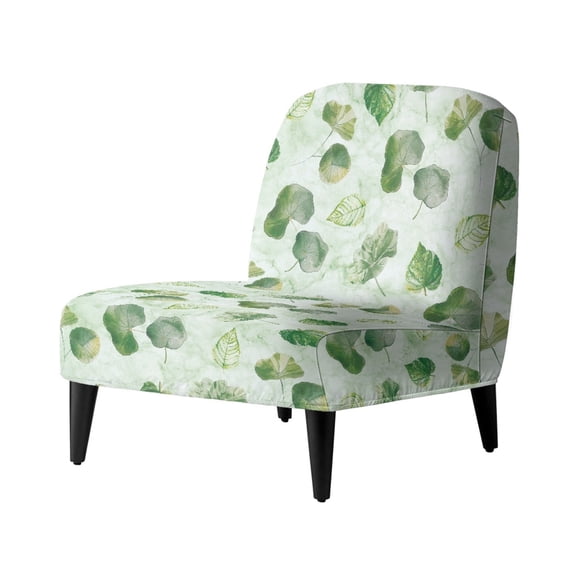 HELLHERO Leaf Pattern Stretch Elastic Bottom Dustproof Accent Chair Washable Cover Stain Protection Armless Accent Chair Washable Cover for Armless Chair