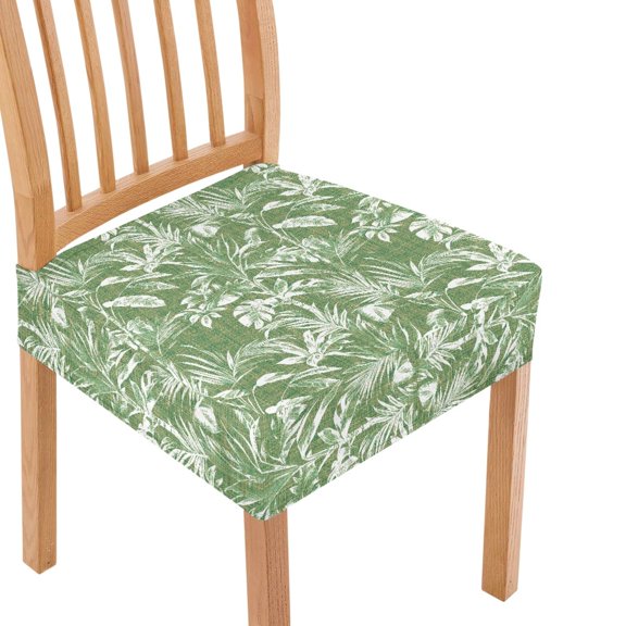 HELLHERO Leaf Print Dining Room Chair Covers, Comfortable Chair Slipcovers for Dining Room, Universal Kitchen Chairs Seat Protector, Green