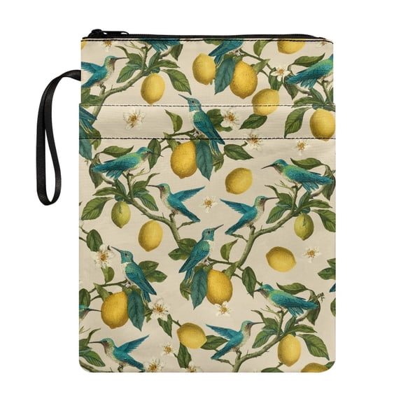 HELLHERO Lemon Pattern Polyester Zipper Pouch for Librarian Book Lovers Gifts for Hardcover Notebook Journal Textbooks Paperbacks Decorative Design, 8.66 x 11.42