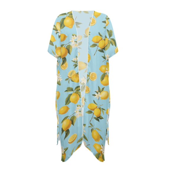 HELLHERO Lemons Bathing Suit Cover Up Lightweight Polyester Flowy Long Kimono Swimsuit Cover Up