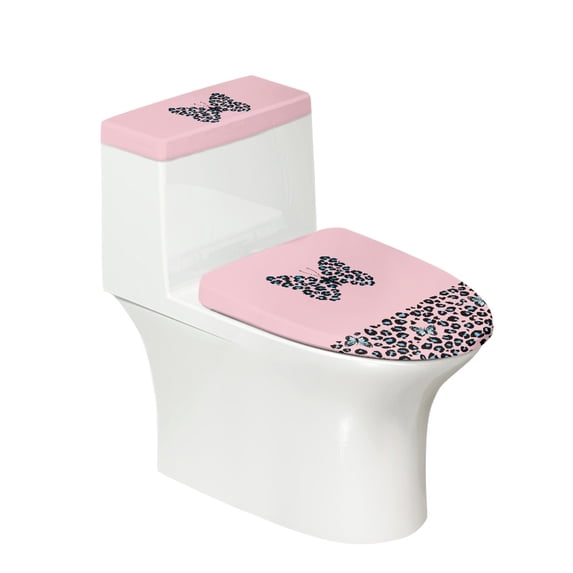 HELLHERO Leopard Blend Stretch Toilet Dust Cover Set & Washable and Reusable Elastic Edge Elastic Bottom with 2 Pack Toilet Seat Cover Set