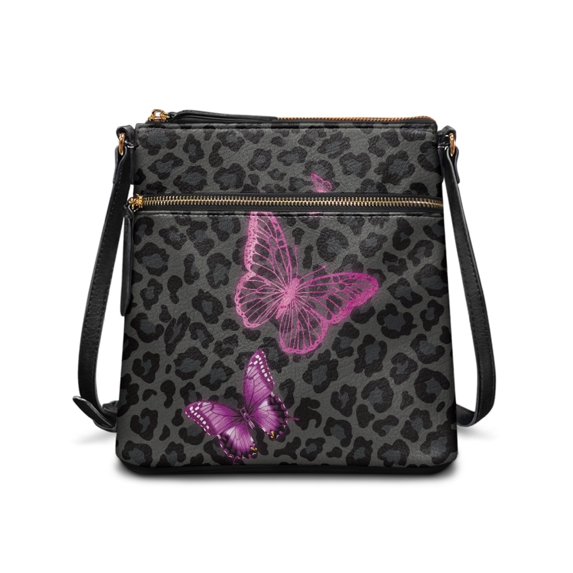 HELLHERO Leopard Ladies Single Shoulder Bag, Durable Shoulder Purse PU Leather Adjustable Strap Sling Bag for Travel Everyday