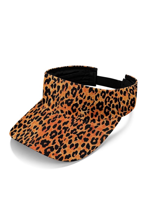 Leopard Print Adjustable Sun Visor Hat, Polyester Fabric UV Protection Sun Visor Cap Lightweight Sports Visor Hat for Men