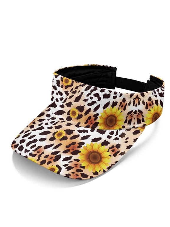 Leopard Print Breathable Sun Visor Cap for Tennis Trips, Adjustable Open Top Sun Visor Hat, Adjustable Strap UV Protection Sports Visor Hat for Travel