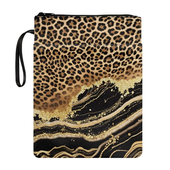 HELLHERO Leopard Print Design Book Lovers Gifts Book Cover Sleeve Pouch with Lightweight Polyester Fabric Storage & Portability Waterproof Office 8.66 x 11.42