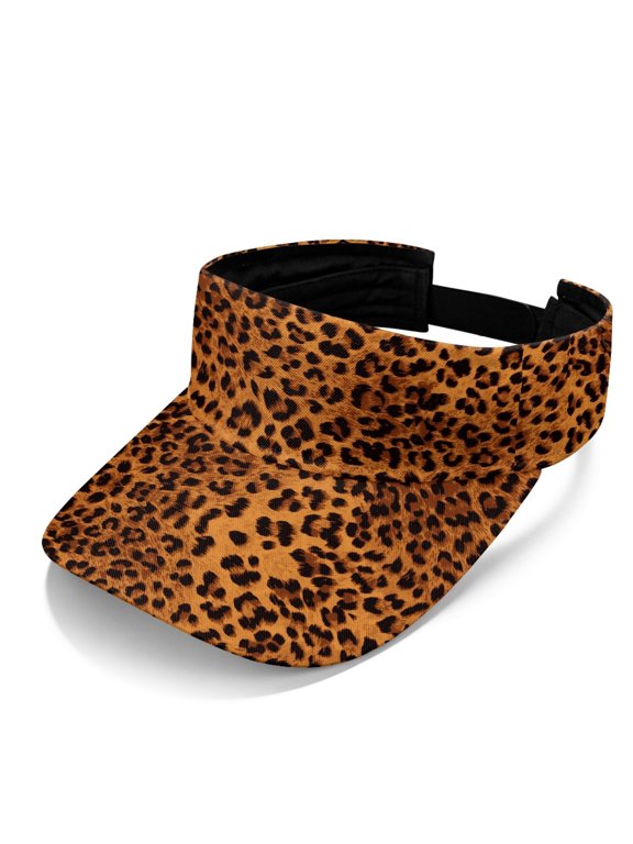 Leopard Print Lightweight Open Top Visors, Polyester Fabric Adjustable Strap Sun Visor Cap Sun Protection Sun Visor Hat for Unisex