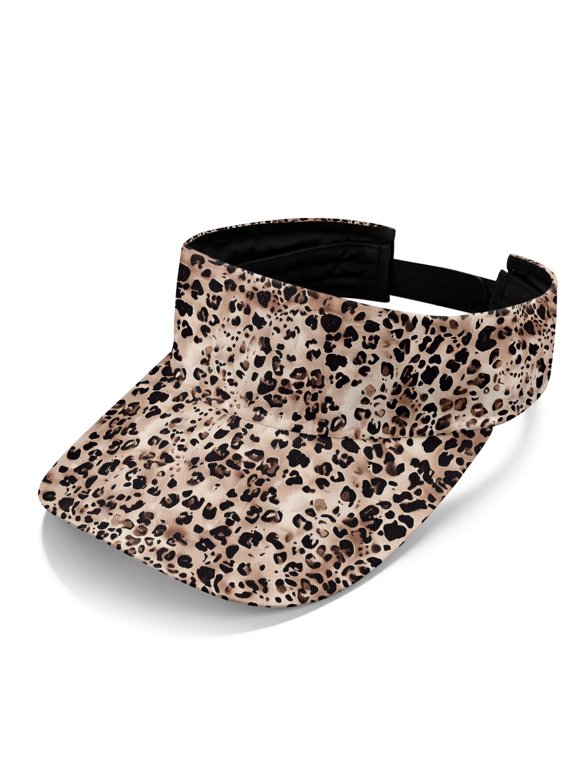 Leopard Print Open Top Sun Visor, Polyester Fabric All-Day Wear Sun Visor Hat Lightweight Open Top Visors for Men