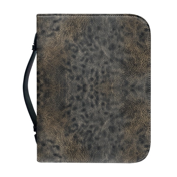 HELLHERO Leopard Print Pattern Bible Cover, Zippered Pockets PU Leather Bible Covers for Church Christian Prayer, Portable Church Bible Bag