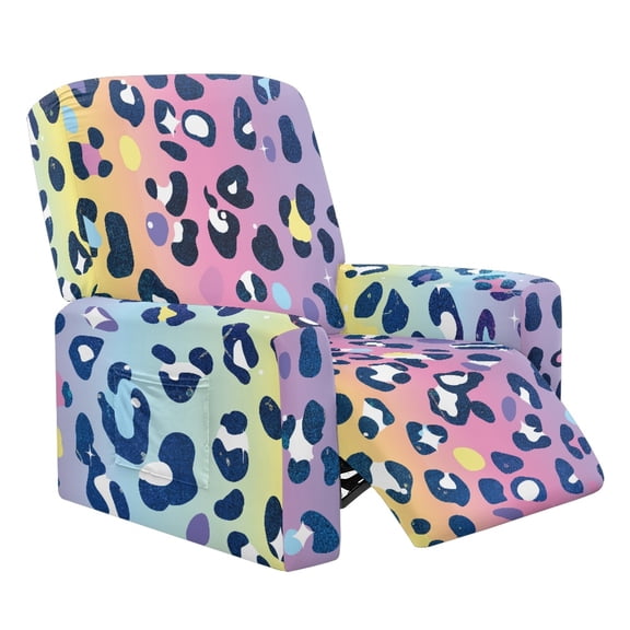 HELLHERO Leopard Print Recliner Couch Covers That Stay in Place Stretchy Cover for Recliner Chair with Foot Rest Non Slip Non Slip Lift Chair Covers with Side Pockets
