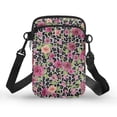 thumbnail image 1 of HELLHERO Leopard Print with Pink Roses Double Zipper Sling Bag with Zipper for Travel Daily Use, 1 of 7