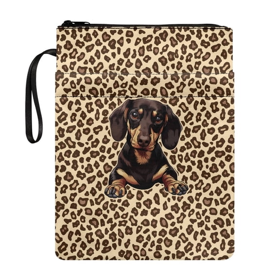 HELLHERO Leopard Puppy Book Protector, 1pcs Polyester Decorative Design Protector Wrap Bag for Hardcover Notebook Bible Journal, 8.66 x 11.42