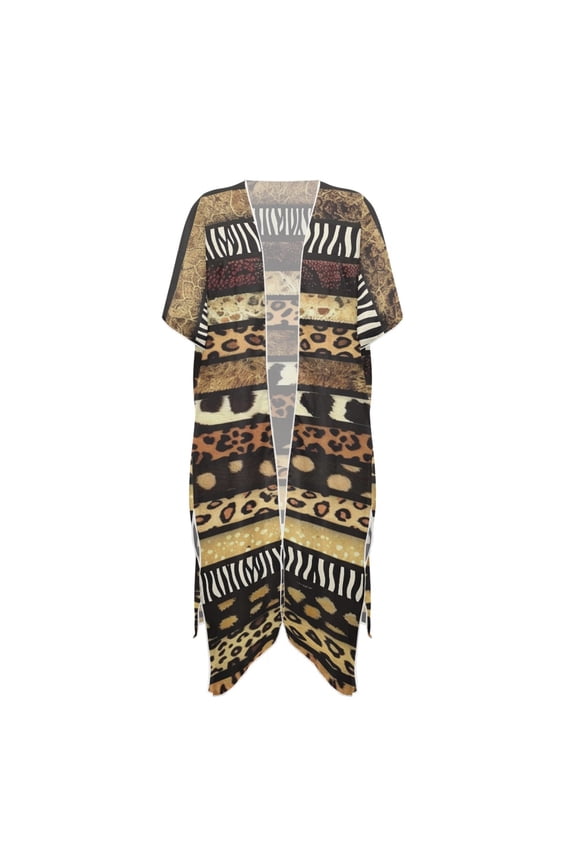 Leopard Stripe Pattern Bathing Suit Cover Up Lightweight Polyester Breathable Swimwear Coverup