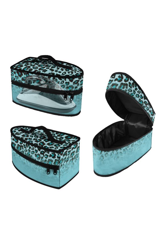 Light Green Leopard Print Pattern Steam Iron Storage Holder Dustproof Steam Iron Carrying Case, Case Only