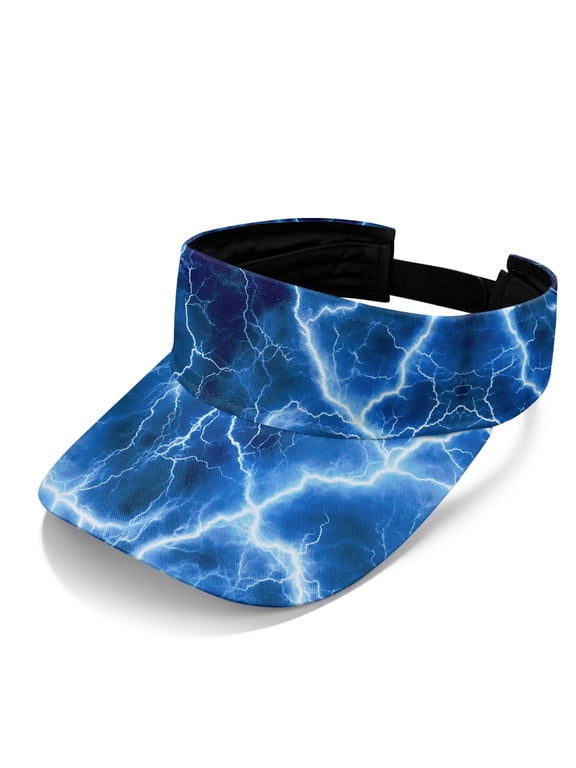 Lightning Print Open Top Visors for Women, Polyester Fabric Adjustable Breathable Sun Visor Cap for Walk Running Golf