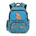 thumbnail image 1 of HELLHERO Lightweight Kids Backpack for School Back to School, Polyester Large Capacity Book Bag, Orange-Swim-Capybara, 1 of 3