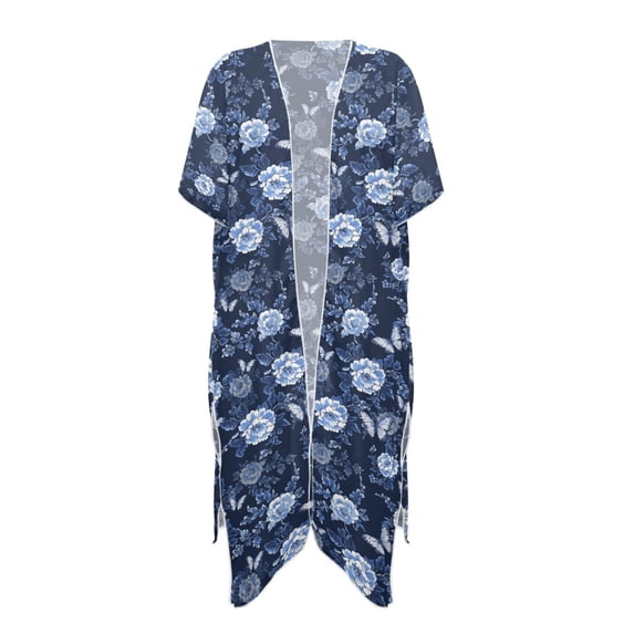 HELLHERO Lightweight Long Kimono Cover Ups for Swimwear Women for Summer High Quality Fabrics One Size Bathing Suit Cover Up Navy Floral