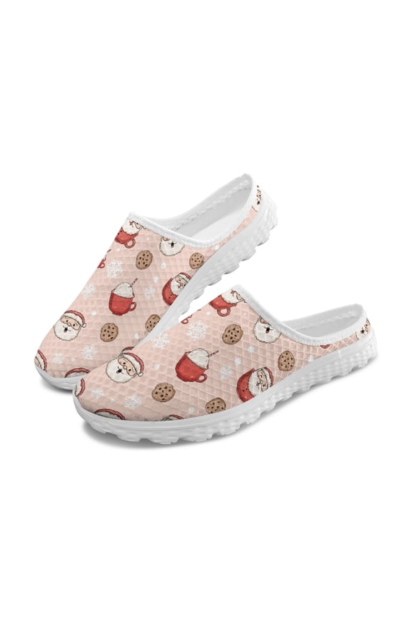 Lightweight Mesh Slippers, Santa Claus Pattern Anti-Slip Comfort Mesh Slip On Shoes for Summer Indoor Outdoor