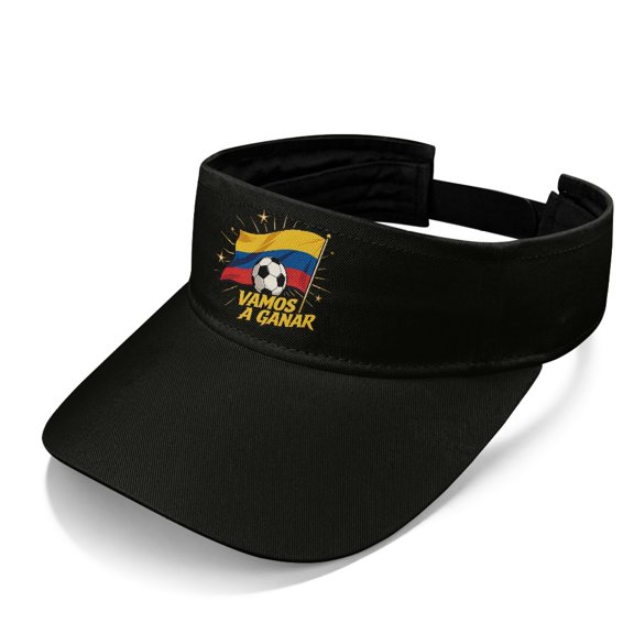 HELLHERO Lightweight Polyester Fabric Sun Visor Cap for Beach Tennis, Adjustable Strap Empty Top Design UV Protection Open Top Visor Hat, Colombia Soccer Flag