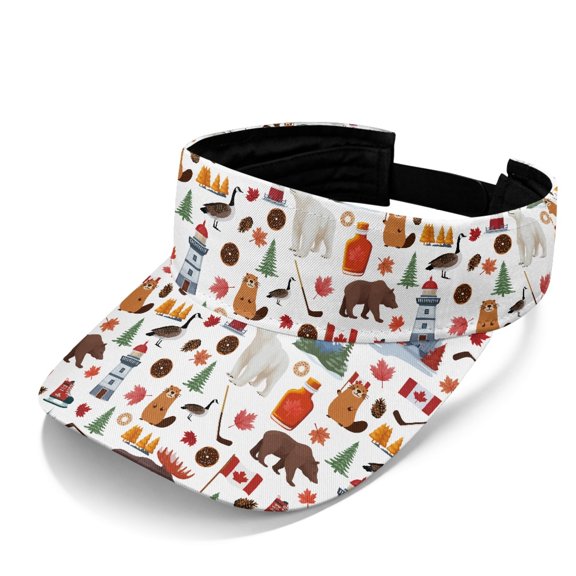 HELLHERO Lightweight Sun Visor Cap for Running Tennis, Polyester Fabric Breathable Sun Visor Hat, Wildlife Forest Pattern