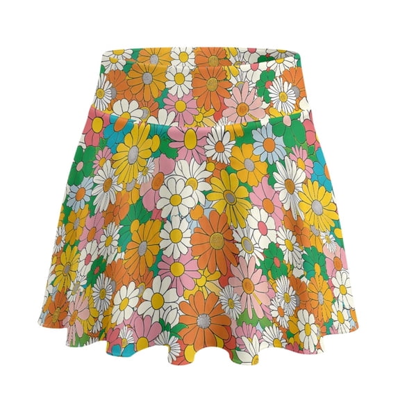 HELLHERO Lightweight Tennis Skorts, Colorful Floral Print Built-in Shorts 2 Side Pockets Pleated Skort for Golf Pickleball Yoga