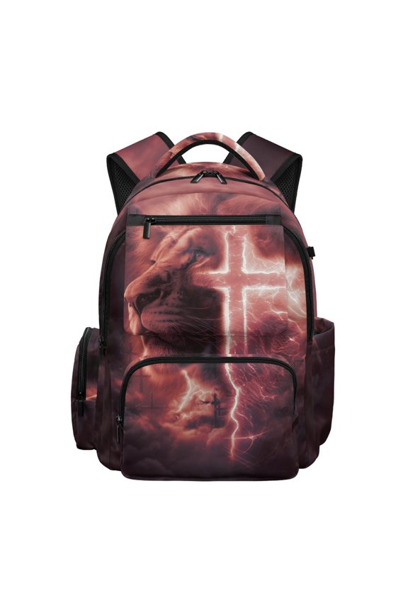 Lion Lightning Design Travel Rucksack with Adjustable Padded Breathable Shoulder Straps, Lightweight Water Proof 17 Inch Backpack for Preschool Daily Use