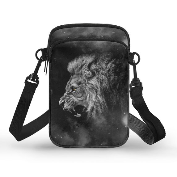 HELLHERO Lion Pattern Shoulder Purse with Double-layer for Outdoor Travel Daily Use