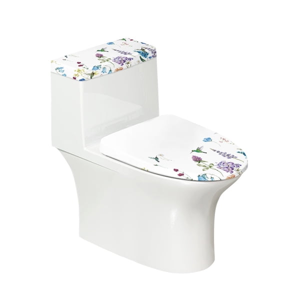 HELLHERO Little Bird Toilet Seat Lid Cover Set for Universal Elastic Fabric Soft Non-Slip Stretchy Fabric Elastic Bottom Easy to Clean Cozy
