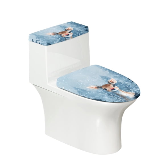 HELLHERO Little Deer Fashion Lid Cover Set for Toilet Stretch Soft for Hotel Home