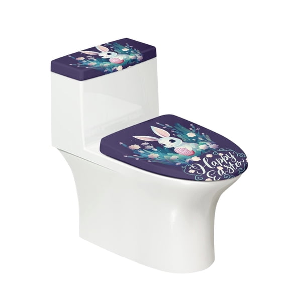 HELLHERO Little Rabbit Flowers Toilet Covers Set Elastic Edge Toilet ...