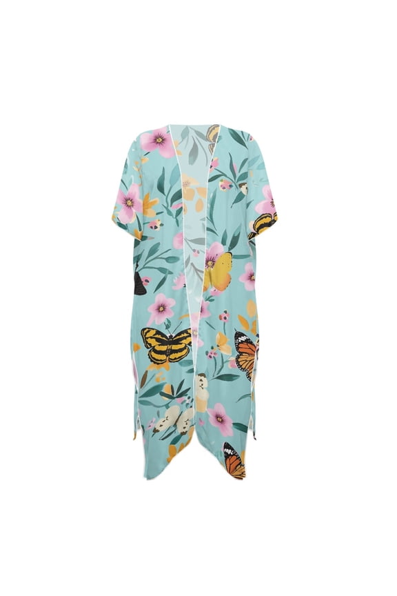 Long Bathing Suit Cover Up for Beach High Quality Fabrics Casual Loose Women Long Beach Cover Up for Swimwear Butterfly Floral