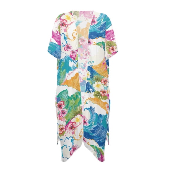 HELLHERO Loose Beach Cover Ups for Vacation High Quality Fabrics Long Bathing Suit Cover Up Floral Tropical Pattern