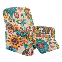 HELLHERO Mandala Flower Print Recliner Slipcover-Stretch Soft Slip Reclining Chair Slipcovers Butterfly Print Recliner Lift Chair Covers with Storage Pockets Single-Seater
