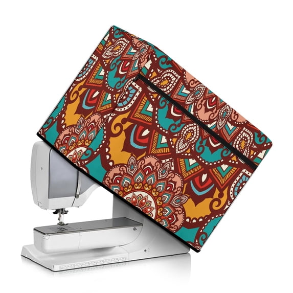 HELLHERO Mandala Pattern Sewing Machine Cover for Extra Accessories Washable 17.7x8.6x12.5 Inch