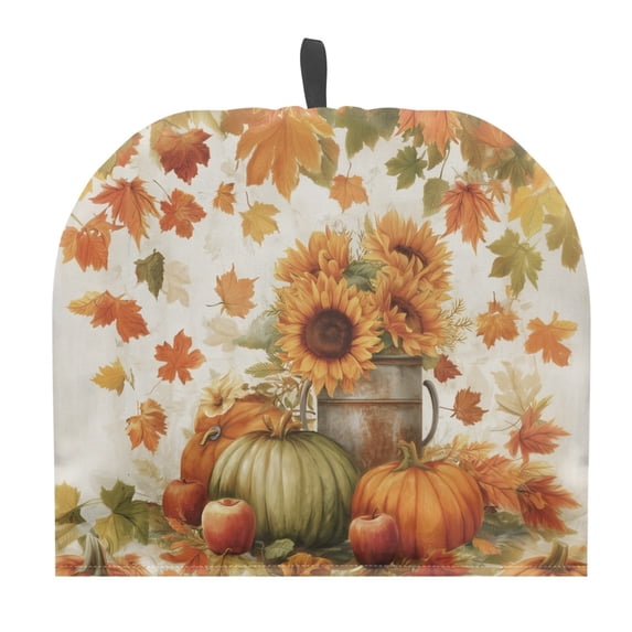 HELLHERO Maple Leaf Cat Teapot Dust Cover for Polyester Canvas Keep Warm with Lightweight