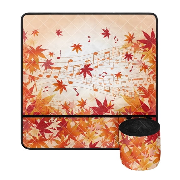 HELLHERO Maple Leaf Music Pattern Sewing Machine Mat Waterproof Fabric Storage Protective Mat for Friend Family Gift