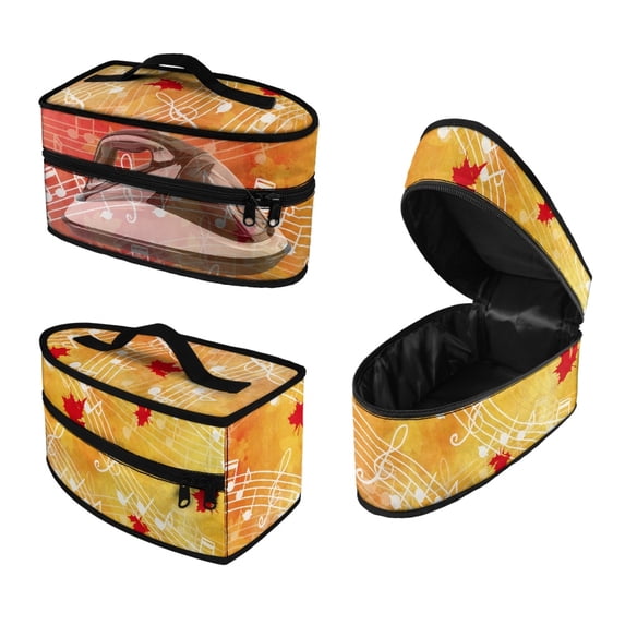 HELLHERO Maple Leaf Musical Note Dustproof Travel Iron Storage Bag 11.8x6.69x5.5 Inches Polyester, Bag Only
