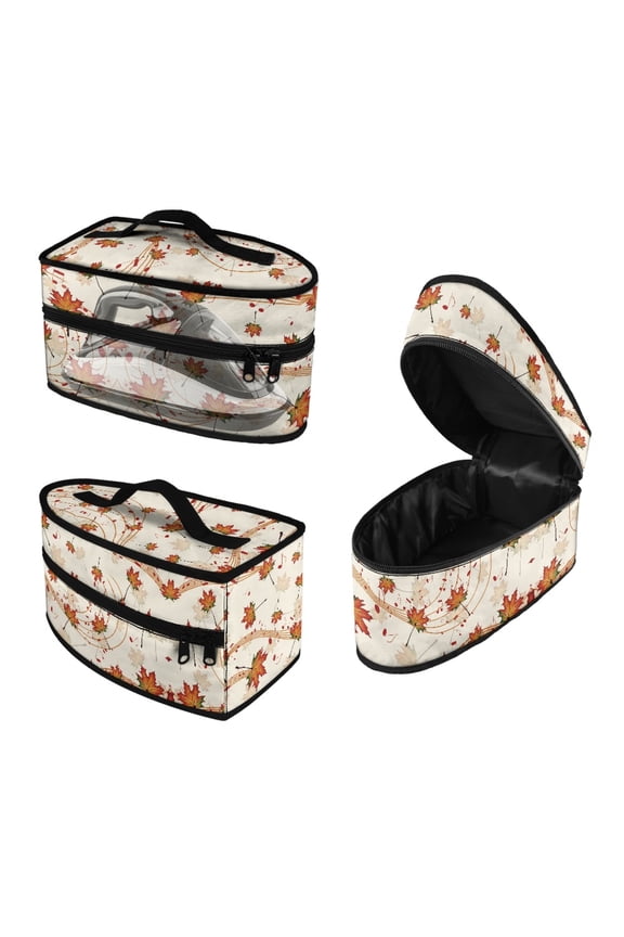 Maple Leaf Musical Note Lightweight Dustproof Travel Iron Organizer Polyester Zipper Irons Accessories Travel Home, Bag Only