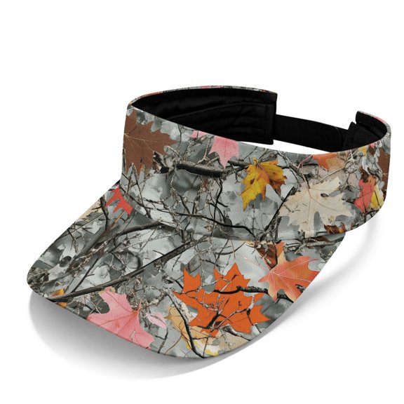 HELLHERO Maple Leaf Pattern Breathable Sun Visor Cap for Tennis Sport, Adjustable Comfortable Open Top Visors