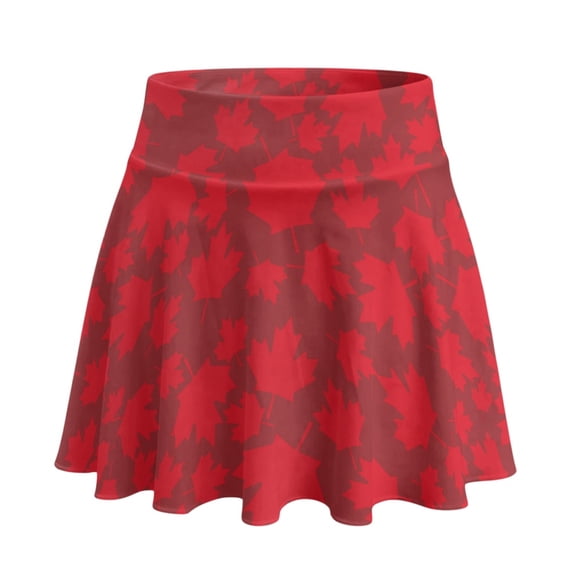 HELLHERO Maple Leaves with Pockets Tennis Skirts, Built-in Shorts 2 Side Pockets Polyester Spandex Athletic Skort for Hiking Daily Wear Golf