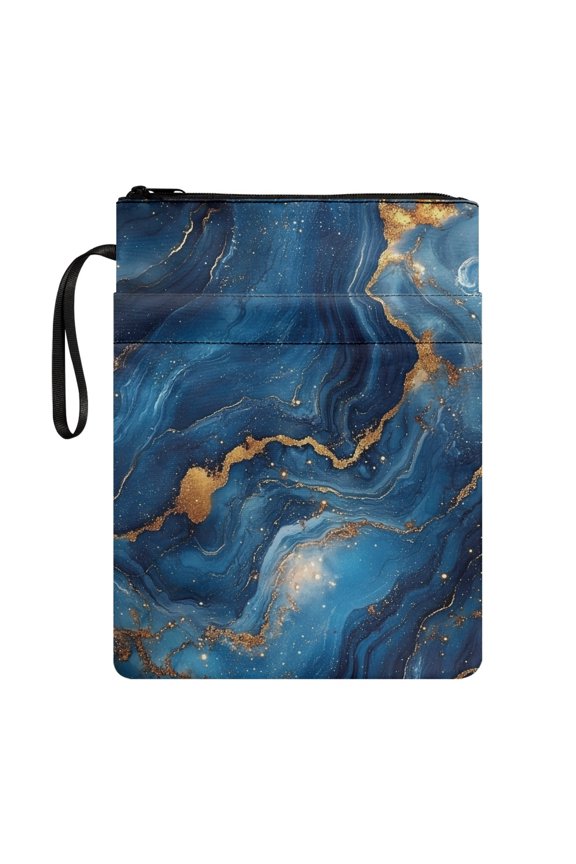 Marble Book Organizer Bag for Reading Lovers, Book Organzoer Holder, Handle, Book Cover Carrying Case for Journals Planners Books