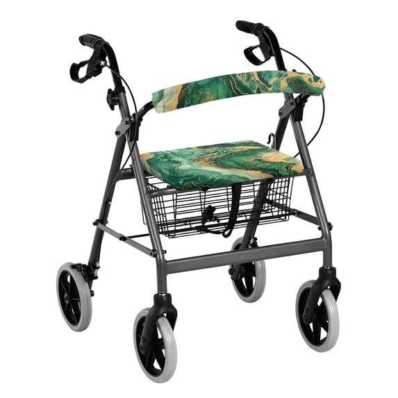 HELLHERO Marble Pattern Rollator Seat Covers and Rollator Seat Back Cover for Seniors Adult Easy Install Easy to Use Moisture Wicking, Green