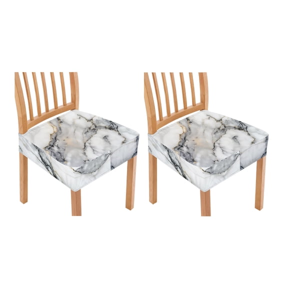 HELLHERO Marble Print Seat Covers for Dining Room Chairs Set of 2, Washable Kitchen Cushion Protector, Soft Seat Slipcover for Dining Room