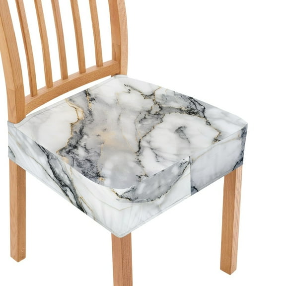 HELLHERO Marble Print Seat Covers for Dining Room Chairs, Washable Kitchen Cushion Protector, Soft Seat Slipcover for Dining Room