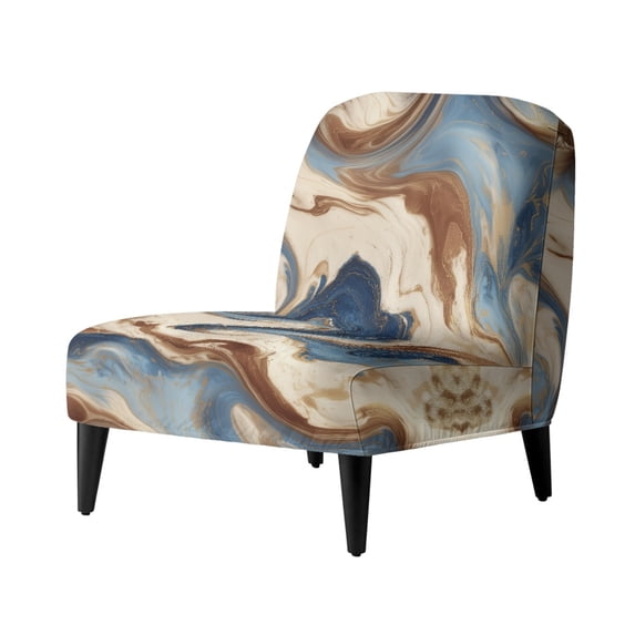 HELLHERO Marble Texture Elastic Bottom Wear-Resisting Armless Accent Chair Protector Anti-Crease Armless Accent Chair Cover for Armless Chair