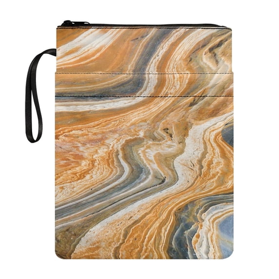 HELLHERO Marble Texture Pattern Book Sleeve Church Bible Bag Polyester Fabric Handle Book Storage Bag with Lightweight Book Organzier Holder