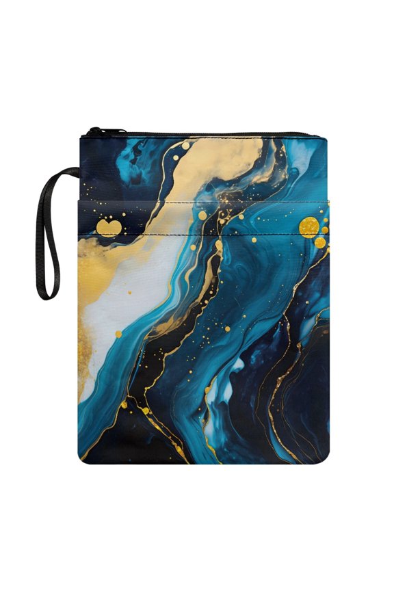 Marble Texture Student Gift Bag Bible Case Bag with Lightweight Zipper Polyester Fabric Protector Wrap Bag Pocket Class Office Pocket for Classmate Office 11.4 Inch X 8.66 Inch