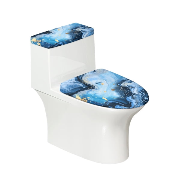 HELLHERO Marble Texture Toilet Seat Covers 2 Pcs Set Polyester Fabric Washable for Family